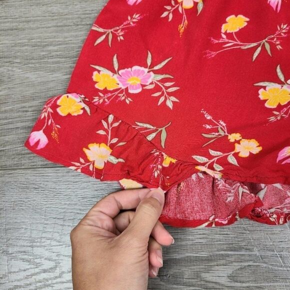 STREETWEAR Society Red Floral Ruffle Shorts Small - Picture 5 of 13